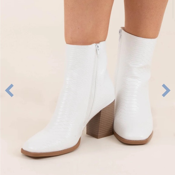 White Ankle Zip Booties - Picture 7 of 12